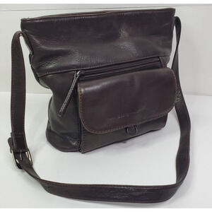Stone Mountain Brown Leather Crossbody Bag With Adjustable Strap